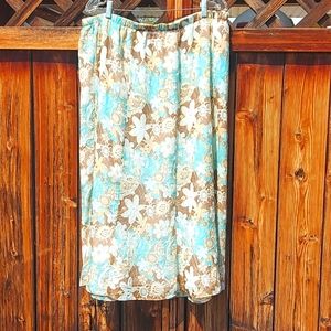 TanJay Teal floral midi skirt